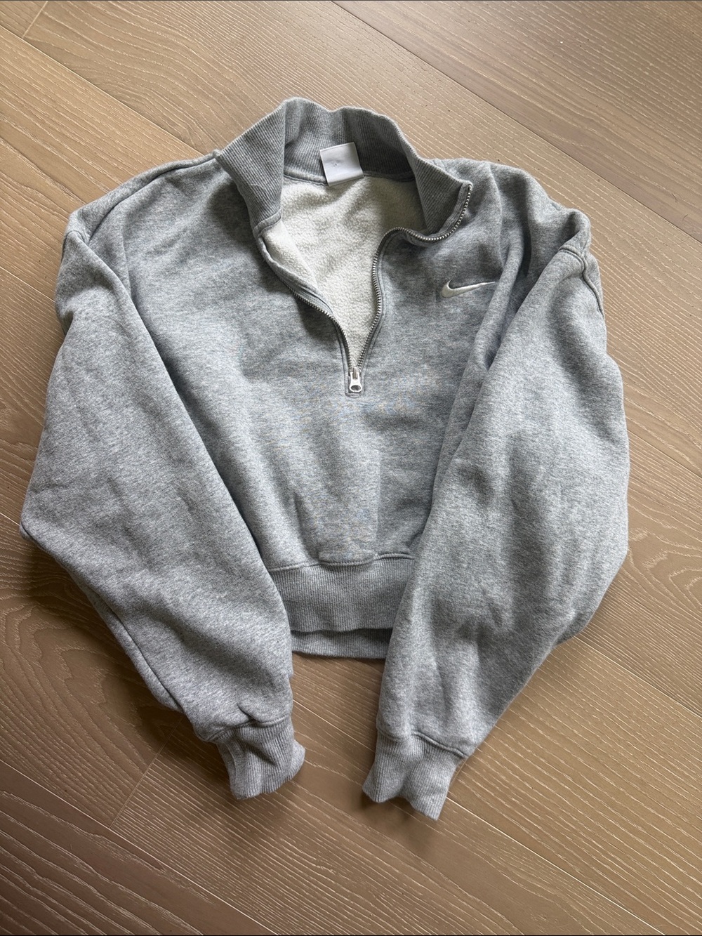 Nike Light Gray Half-Zip Cropped Sweatshirt